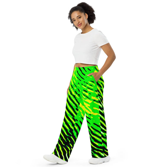 GreenS All-over print unisex wide-leg pants - Lizard Vigilante