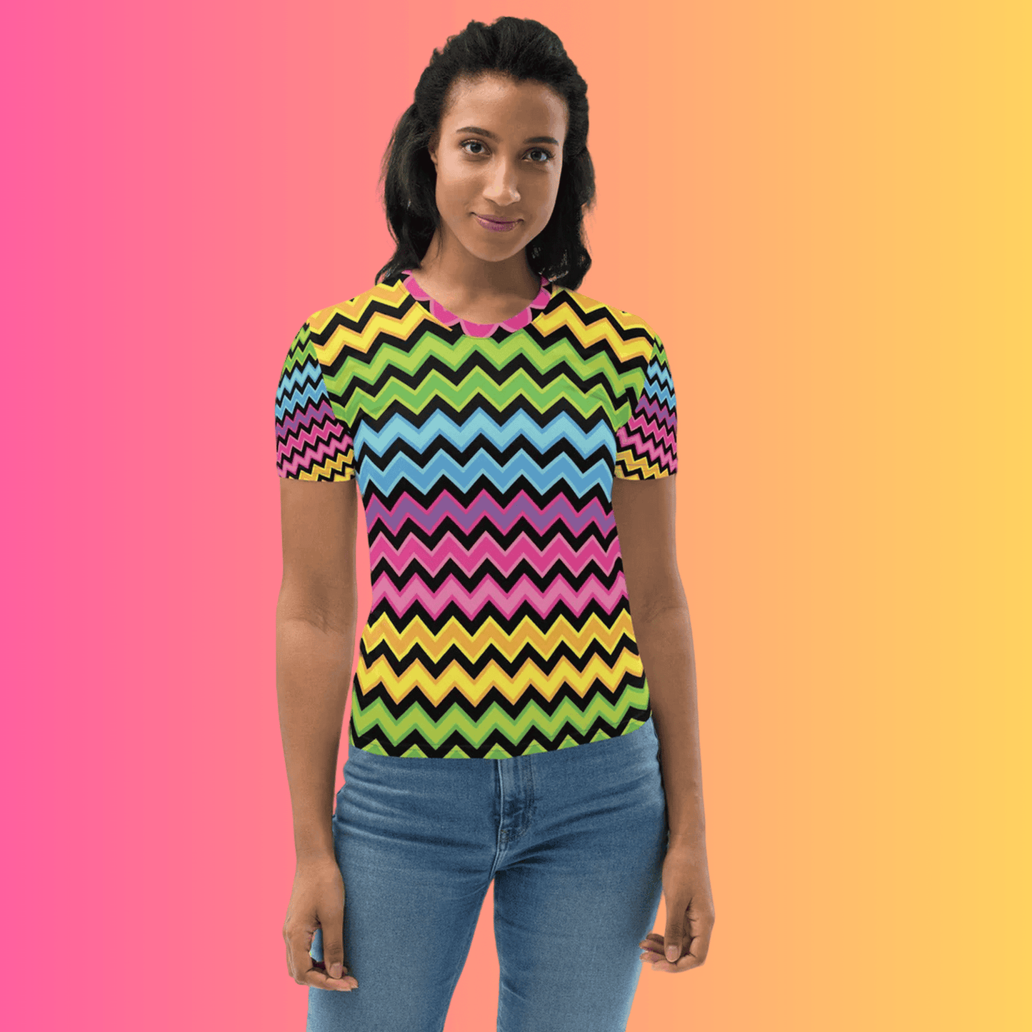 Rainbow Stripe Women's Festival Tee for Ravers