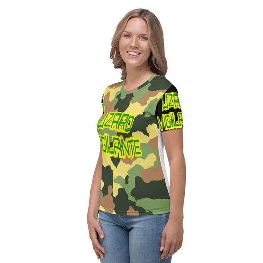 Lizard Vigilante Logoo Camo Women's T-shirt - Lizard Vigilante