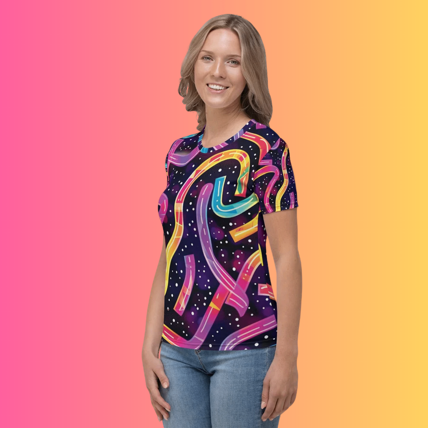 Vibrant Abstract Women's Festival T-Shirt for EDM Lovers