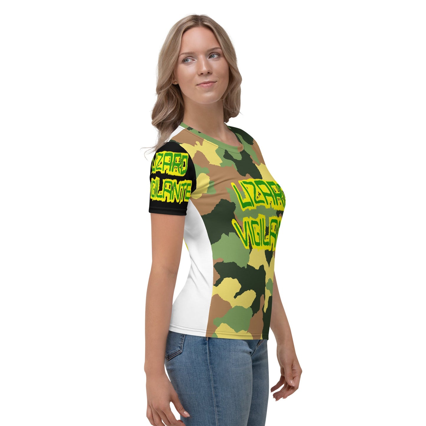 Lizard Vigilante Logoo Camo Women's T-shirt - Lizard Vigilante