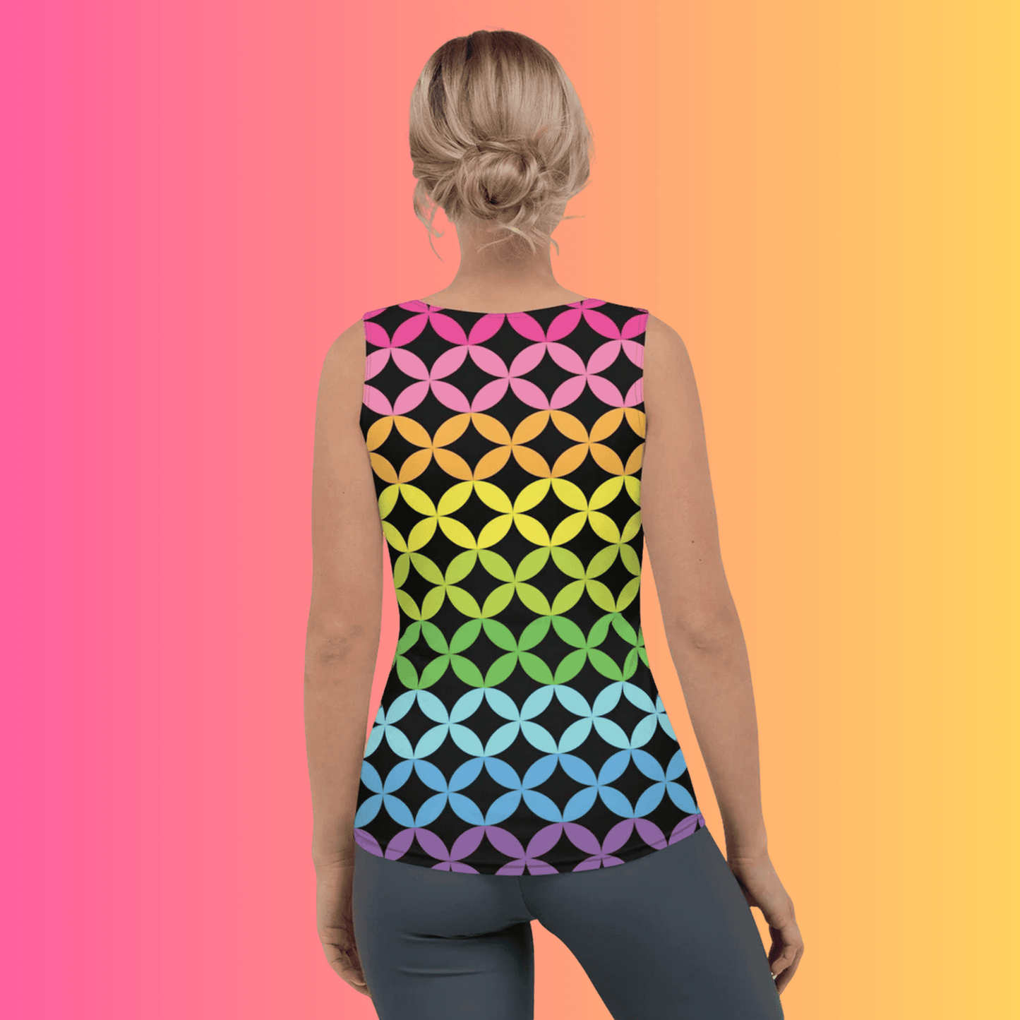 Vibrant Rainbow Stripe Festival Tank Top for the Ultimate EDM Experience