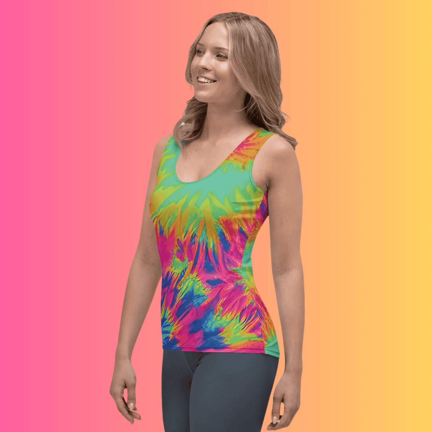 Vibrant Neon Tie-Dye Festival Tank Top for EDM Lovers