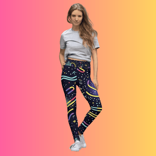 Vibrant Abstract Yoga Leggings for Raves and Dance Parties