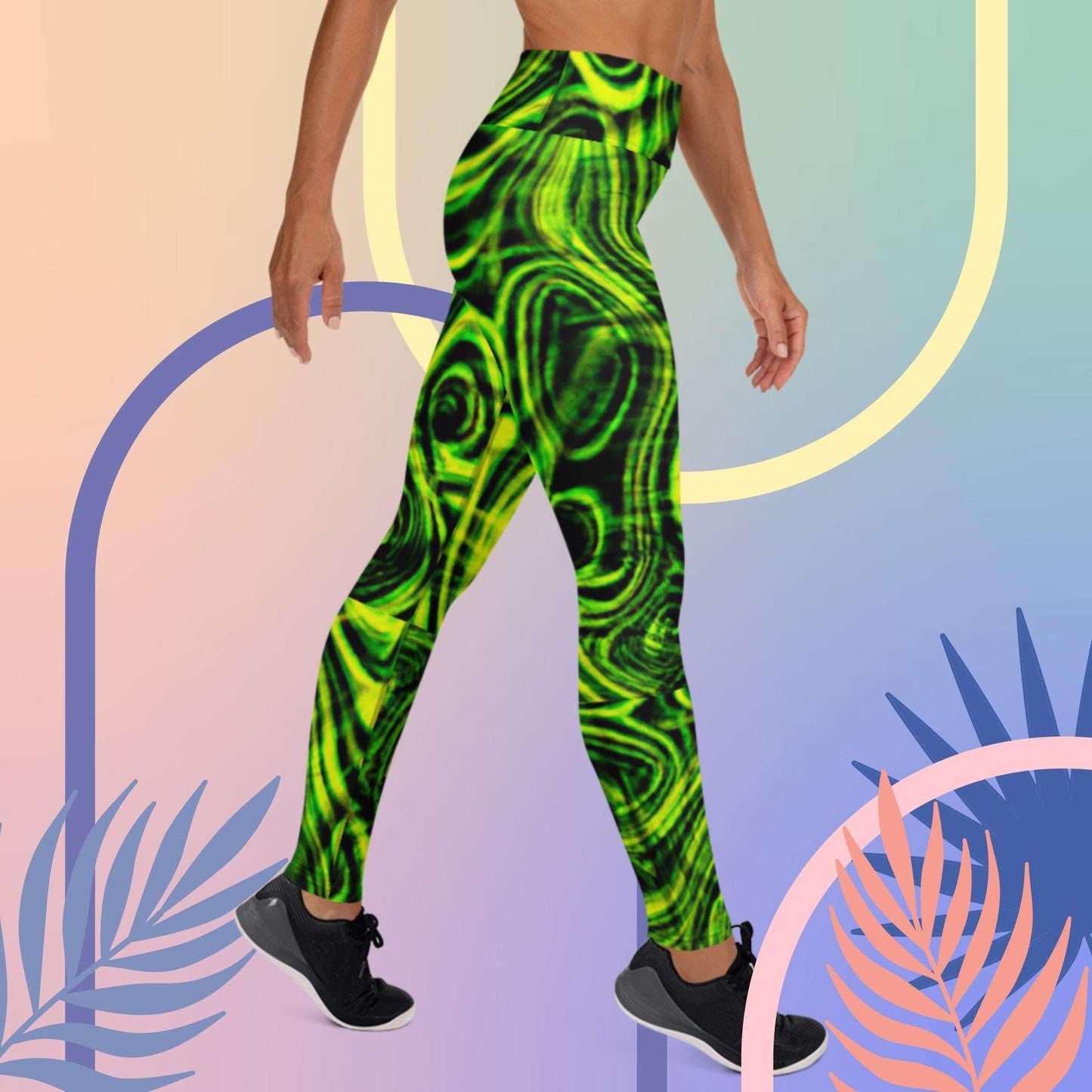 Neon Wrinkle Yoga Leggings - Lizard Vigilante