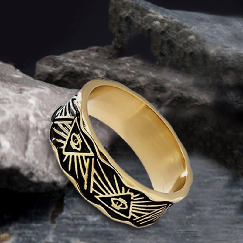 All-Seeing Eye Stainless Steel Band Ring