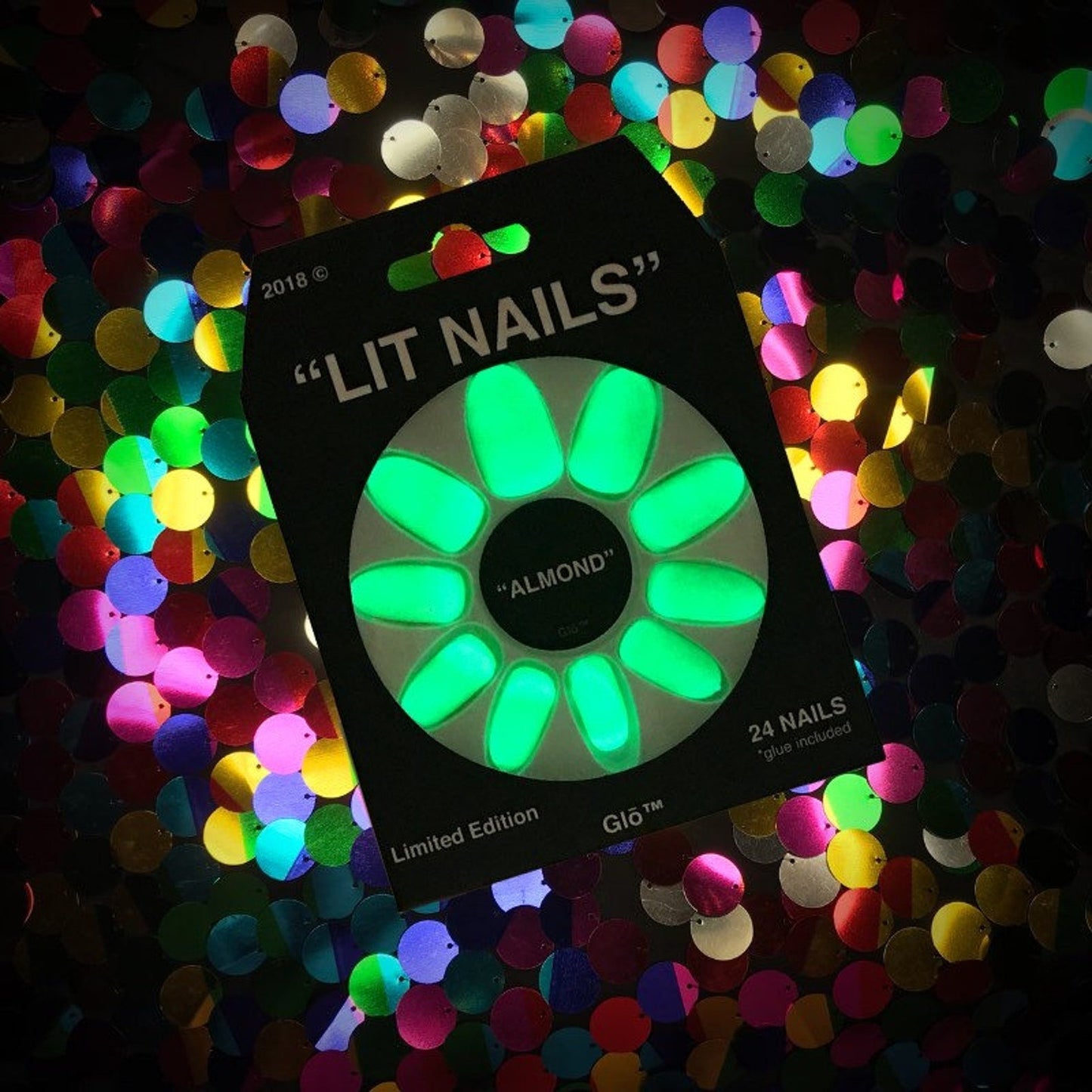 Glow-in-the-Dark Almond Acrylic Nails | Neon Yellow Instant Manicure