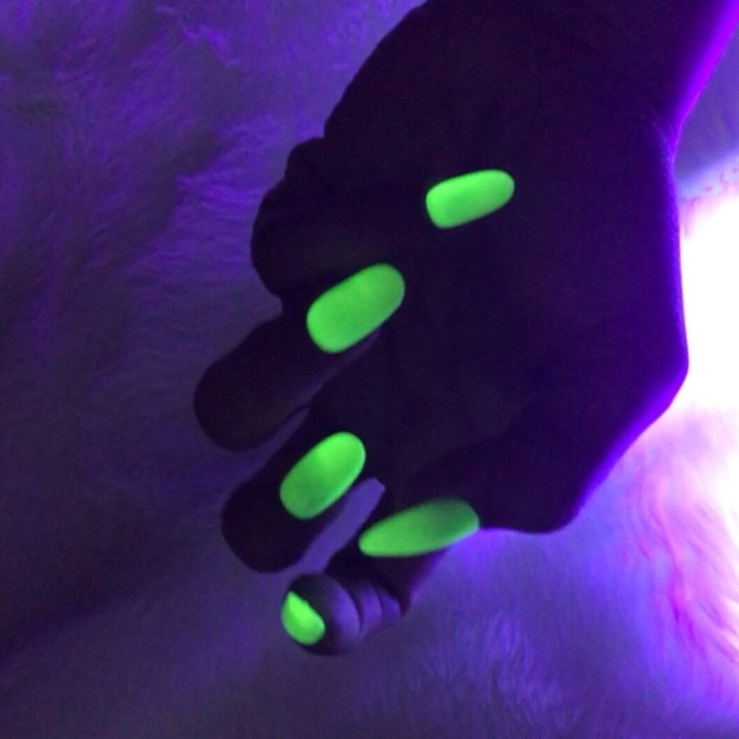Glow-in-the-Dark Almond Acrylic Nails | Neon Yellow Instant Manicure