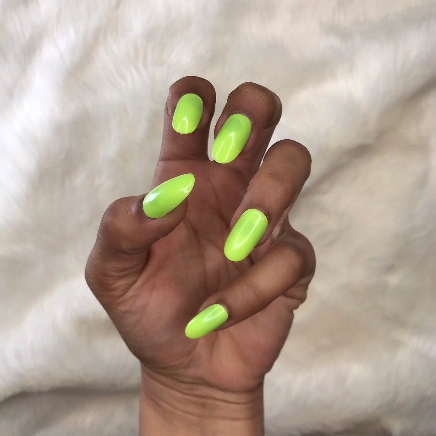 Glow-in-the-Dark Almond Acrylic Nails | Neon Yellow Instant Manicure