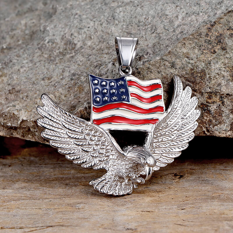 American Flag Eagle Stainless Steel Pendant