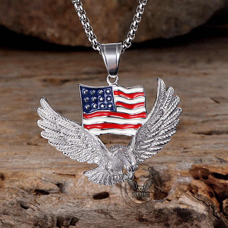 American Flag Eagle Stainless Steel Pendant