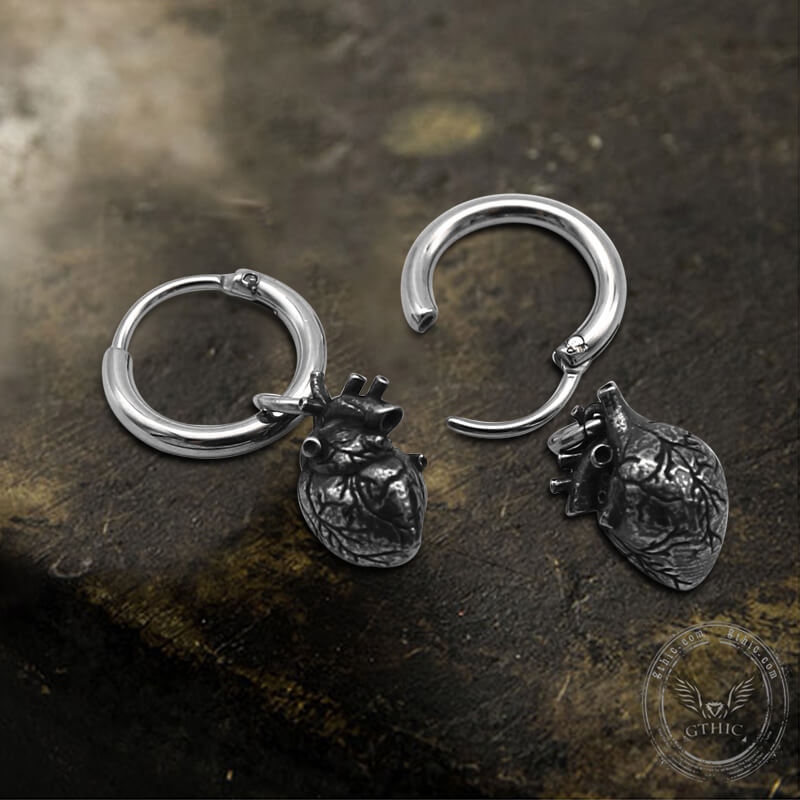 Anatomical Heart Organ Stainless Steel Earrings