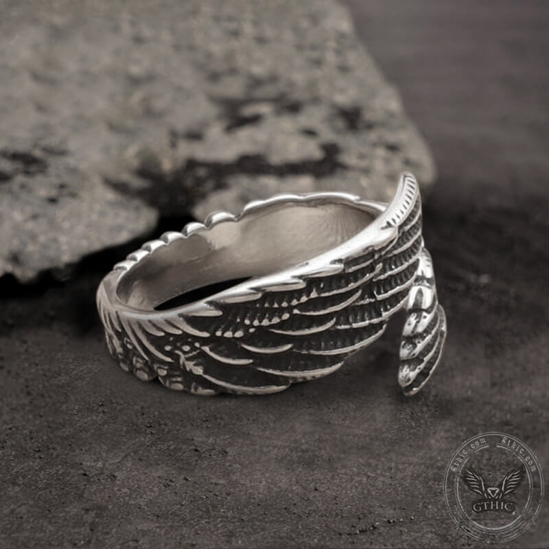 Angel Wing Stainless Steel Ring