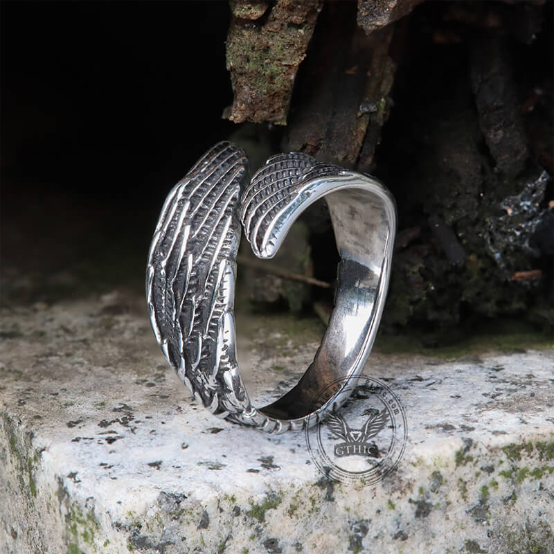 Angel Wing Stainless Steel Ring