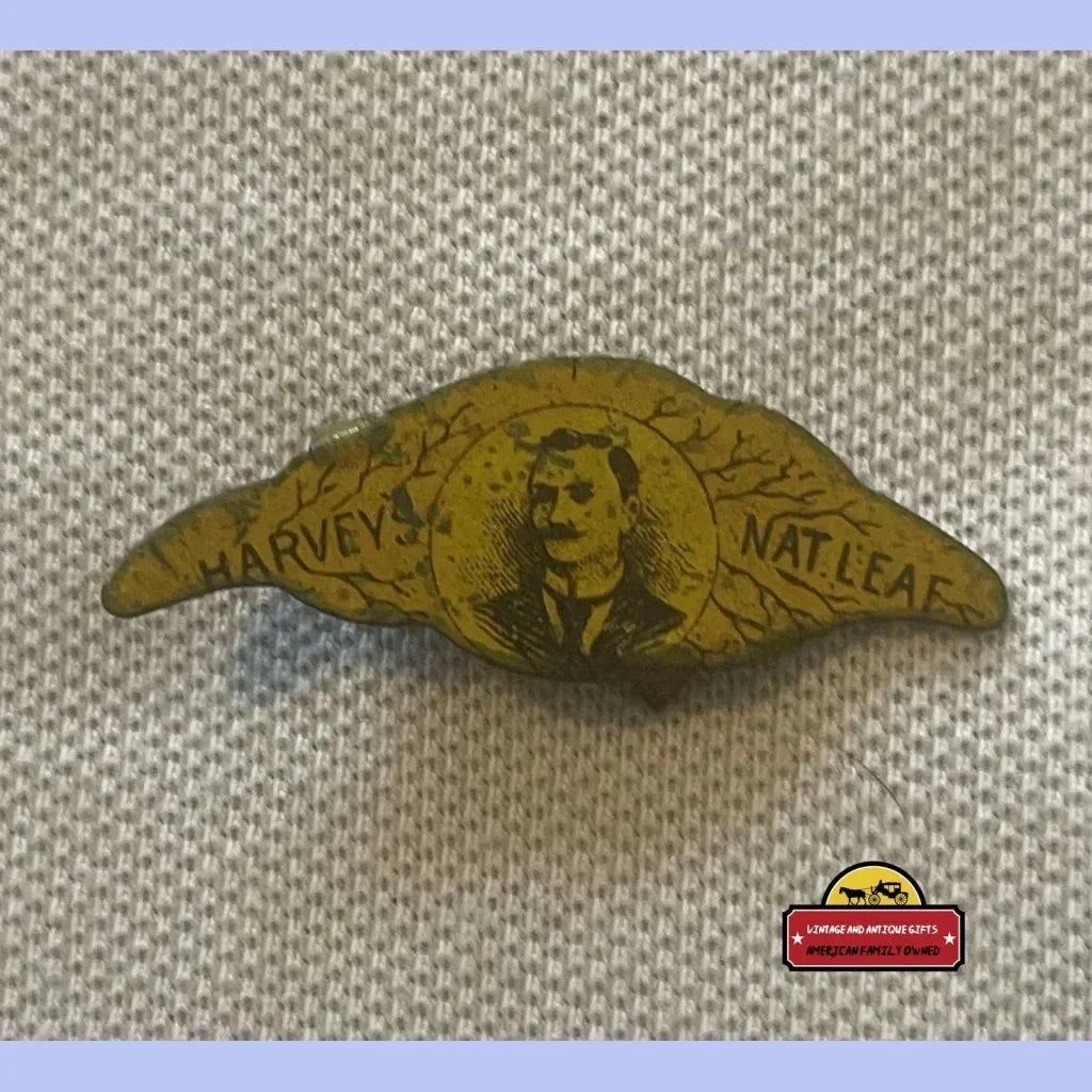 Rare Antique Harvey's Natleaf Tin Tobacco Tag from 1870s-1910s