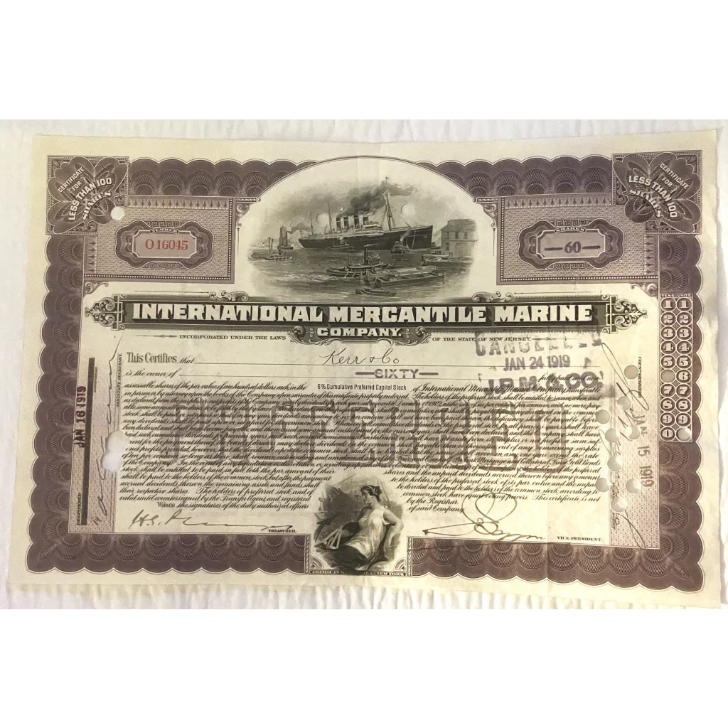 Own a Piece of Titanic History Rare 1910s - 1920s Stock Certificate