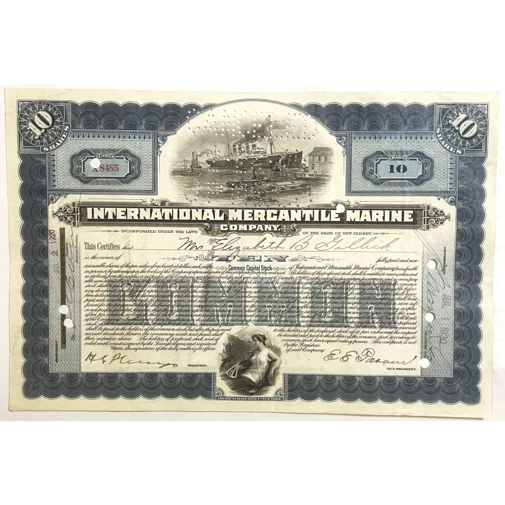 Own a Piece of Titanic History Antique 1910s Stock Certificate