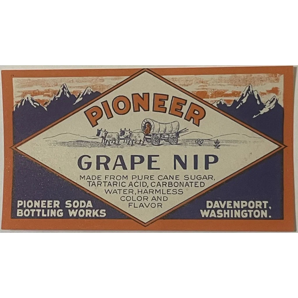 Rare 1920s Pioneer Grape Nip Label from Davenport WA