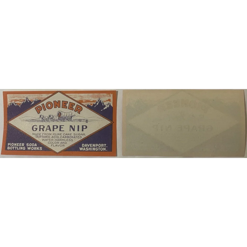 Rare 1920s Pioneer Grape Nip Label from Davenport WA