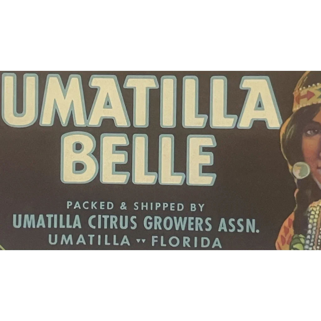 Rare 1930s Umatilla Crate Label Showcases Native American Beauty