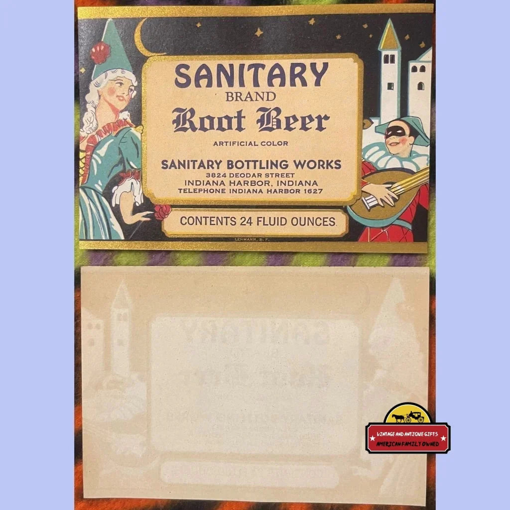 Rare Antique Sanitary Root Beer Label from Indiana Harbor
