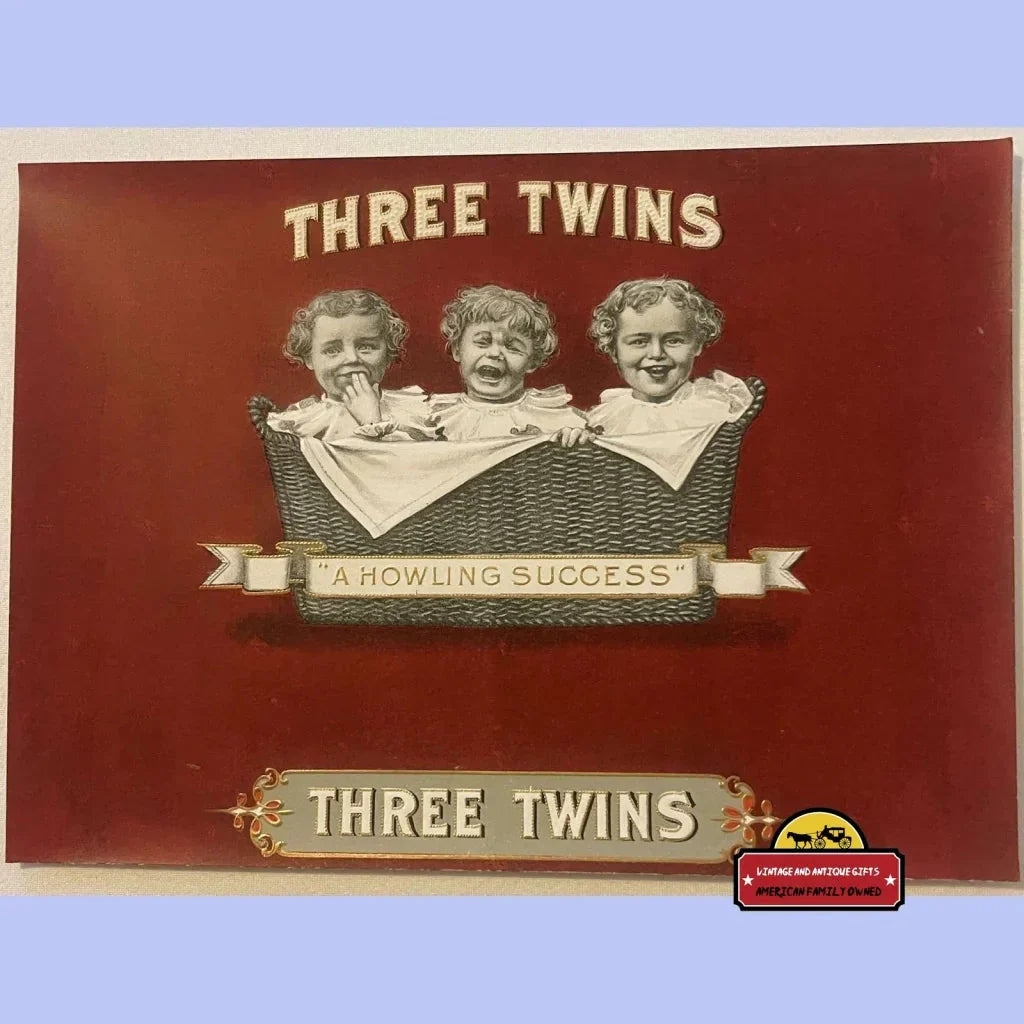 Rare Three Twins Embossed Cigar Label Captures American History