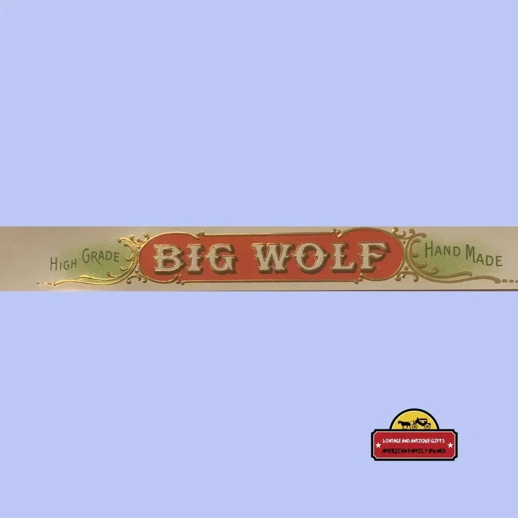 Stunning Antique Vintage Embossed Gold Wolf Cigar Label Strip