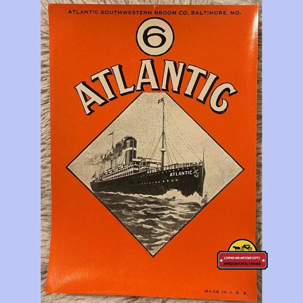 Rare Atlantic Broom Label Antique Vintage Nautical Collectible