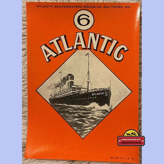 Rare Atlantic Broom Label Antique Vintage Nautical Collectible