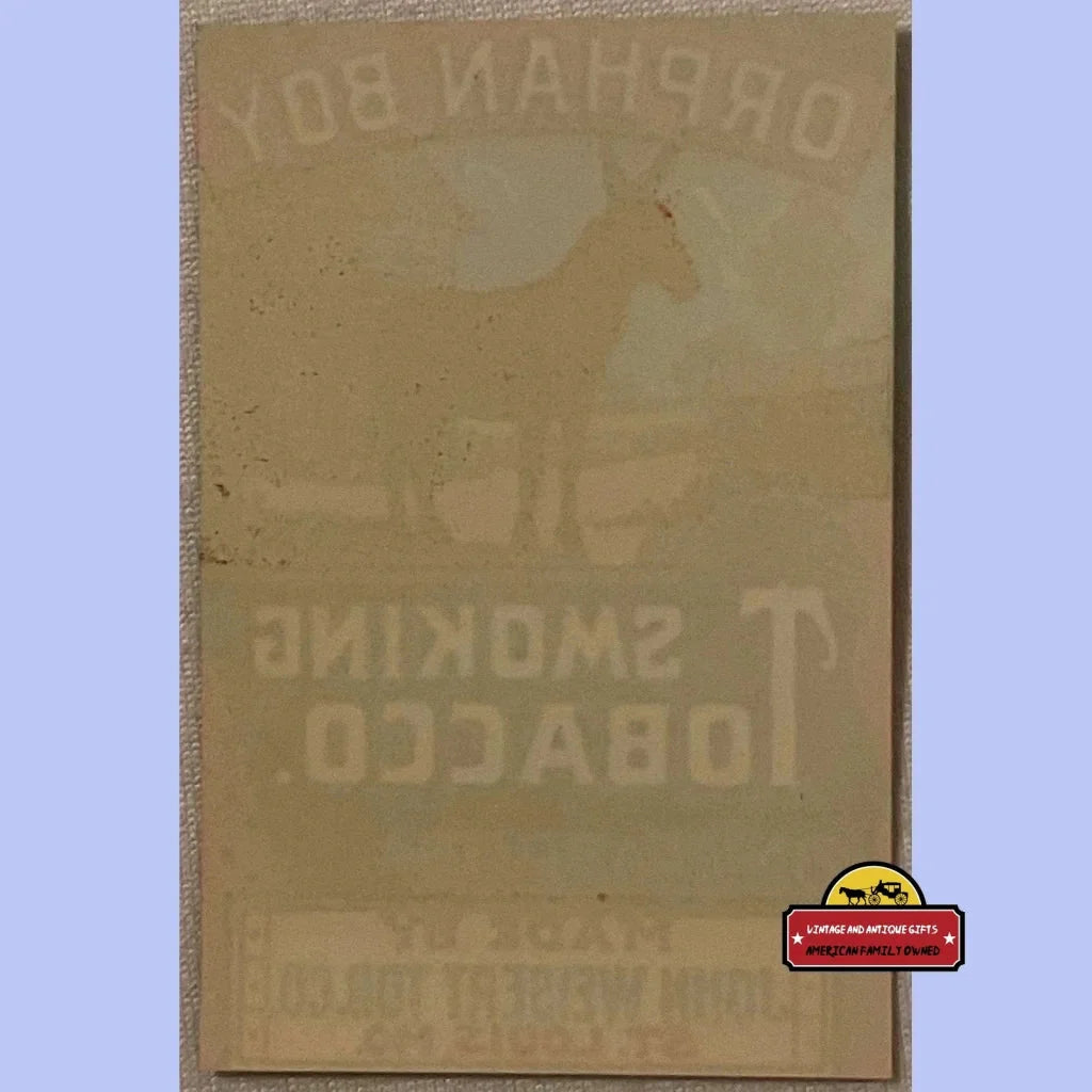 Rare Antique Vintage Orphan Boy Smoking Tobacco Label from 1910s