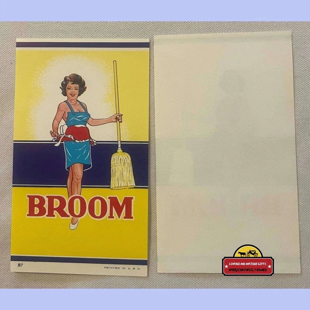 Sizzling Antique Vintage 1910s Pinup Broom Label for Collectors