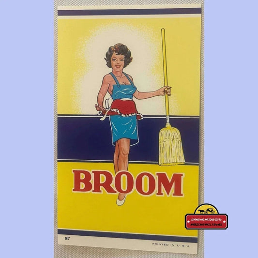 Sizzling Antique Vintage 1910s Pinup Broom Label for Collectors