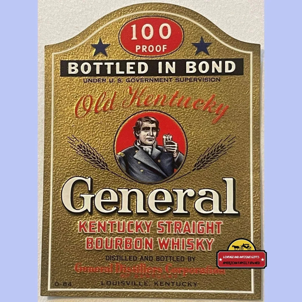 Antique Vintage 1930s General Old Kentucky Bourbon Label