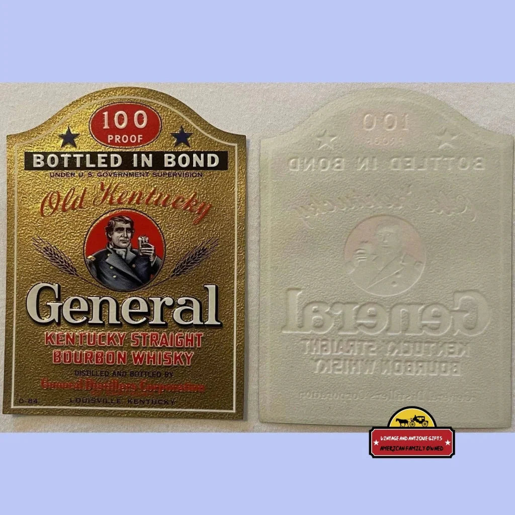 Antique Vintage 1930s General Old Kentucky Bourbon Label