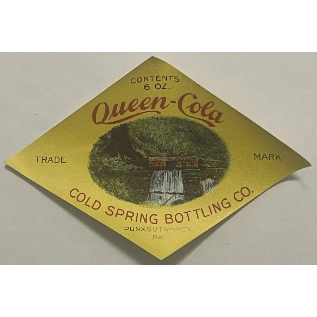 Rare Antique Vintage Queen Cola Label from 1930s Punxsutawney