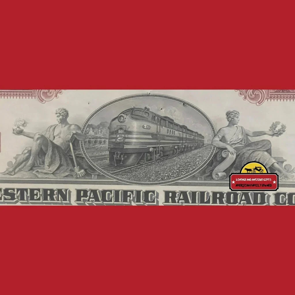 Rare Western Pacific Railroad Stock Certificate from the 1940s-50s