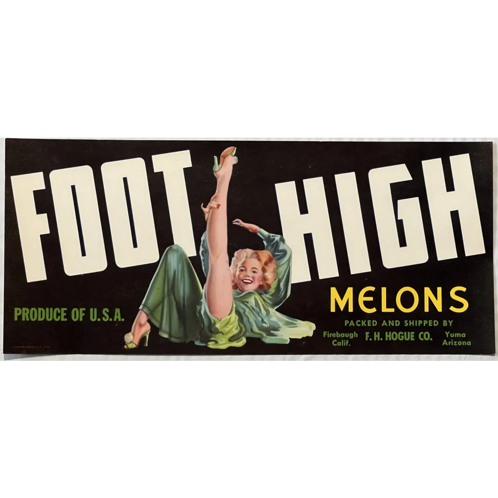 Antique Vintage 1940s Rique Pinup Crate Label from Florida