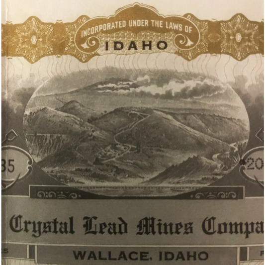 Rare Antique Crystal Lead Mines Stock Certificate from 1946 Idaho