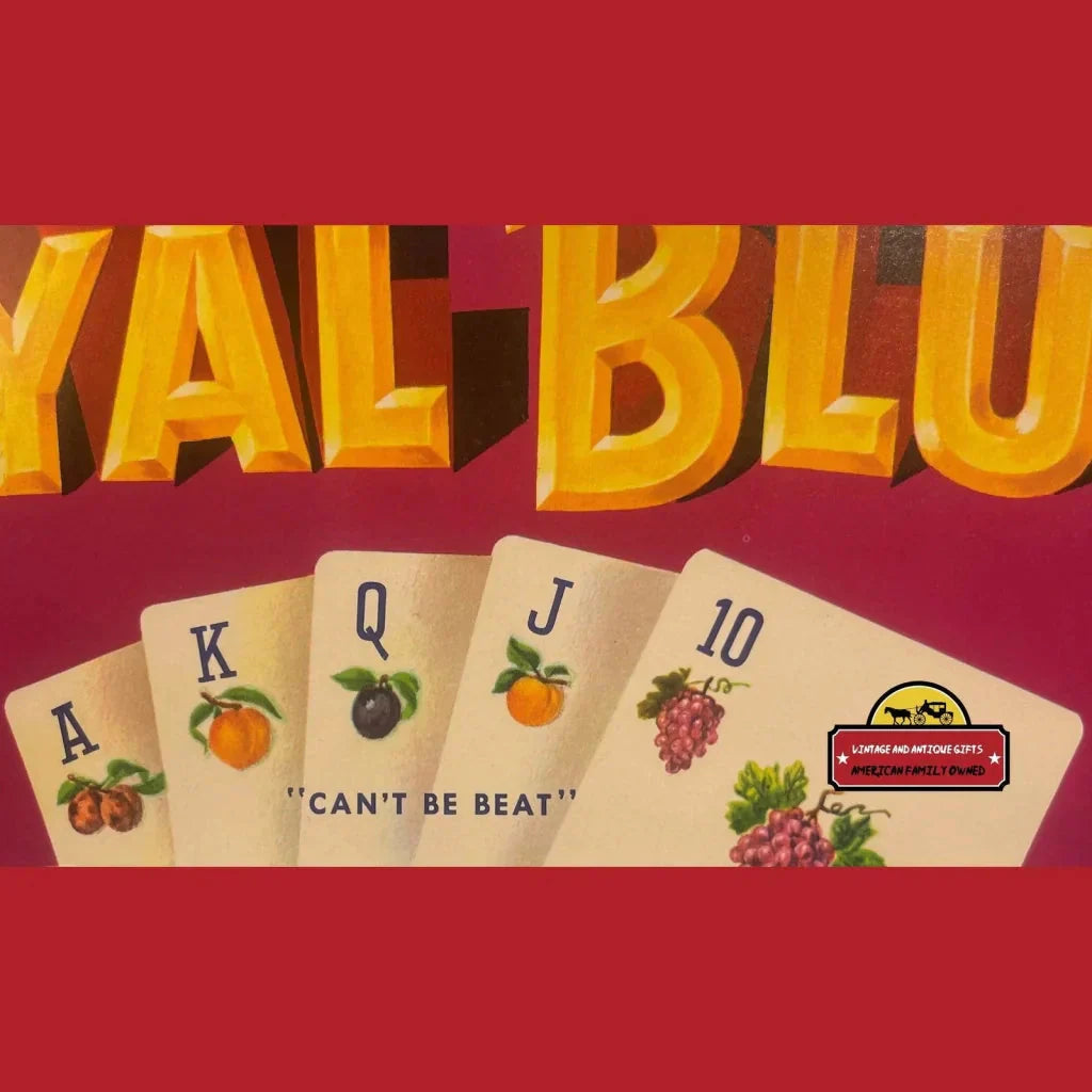 Rare 1950s Royal Blush Vintage Crate Label Poker Art from Fresno
