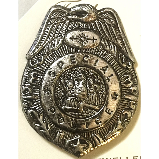 Rare Antique Vintage 1950s Special Police Badge with Original Card