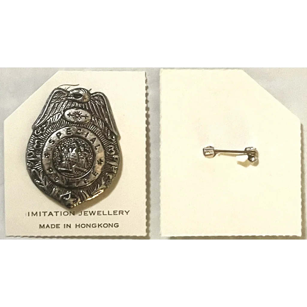 Rare Antique Vintage 1950s Special Police Badge with Original Card