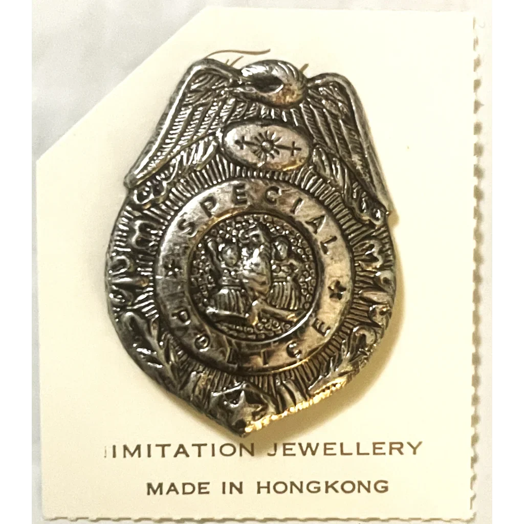 Rare Antique Vintage 1950s Special Police Badge with Original Card