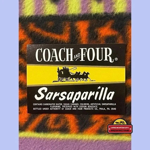 Rare 1960s Philadelphia Coach and Four Sarsaparilla Soda Label