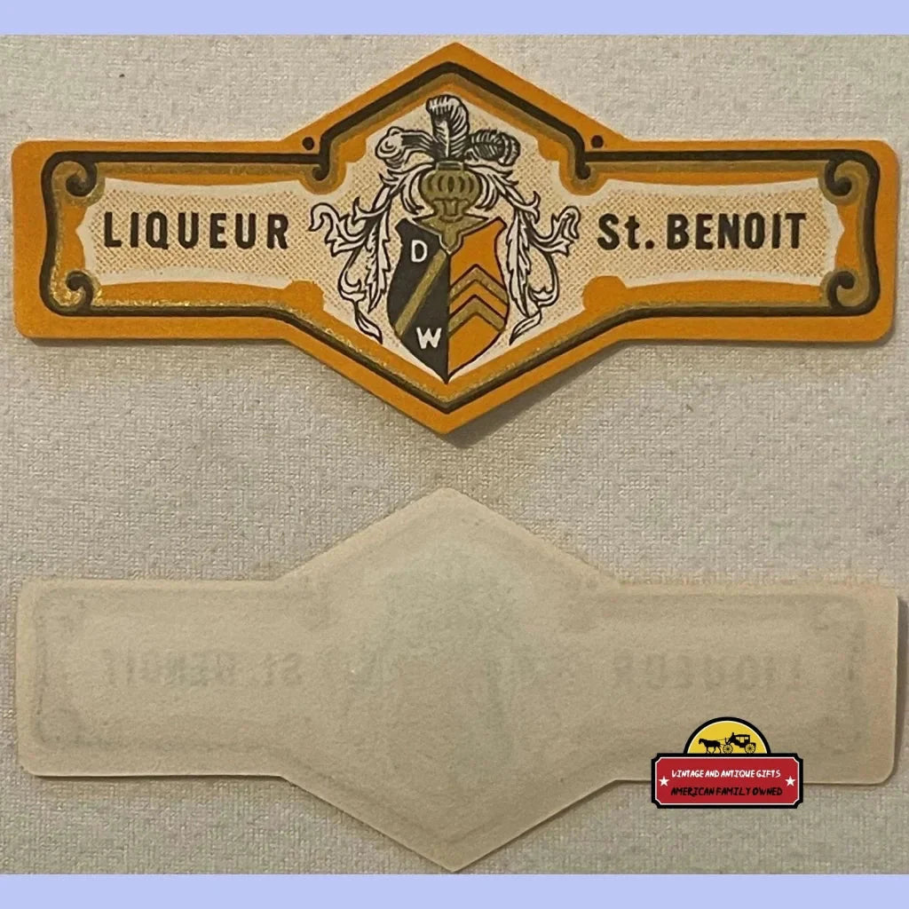 Rare Orange Antique Vintage St Benoit Neck Label from 1920s