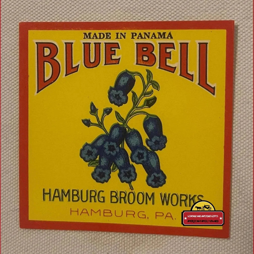 Rare Antique Blue Bell Broom Label Brings 1900s Charm to Life