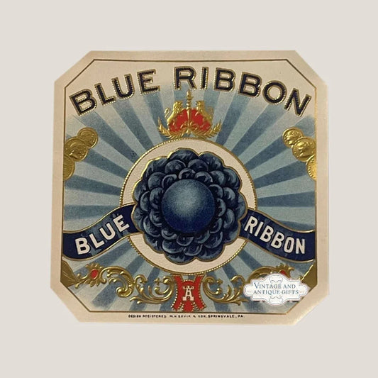 Antique Vintage Blue Ribbon Cigar Label from Golden's Pennsylvania