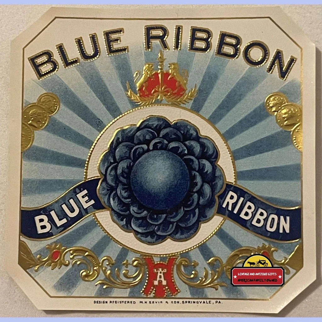 Antique Vintage Blue Ribbon Cigar Label from Golden's Pennsylvania