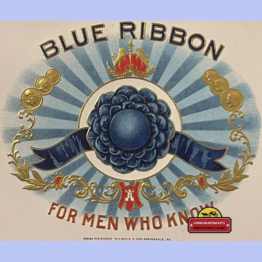 Rare Blue Ribbon Antique Vintage Cigar Label from Pennsylvania