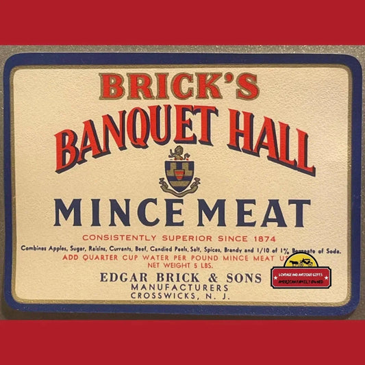 Rare Antique Vintage Mince Meat Label from Early 20th Century