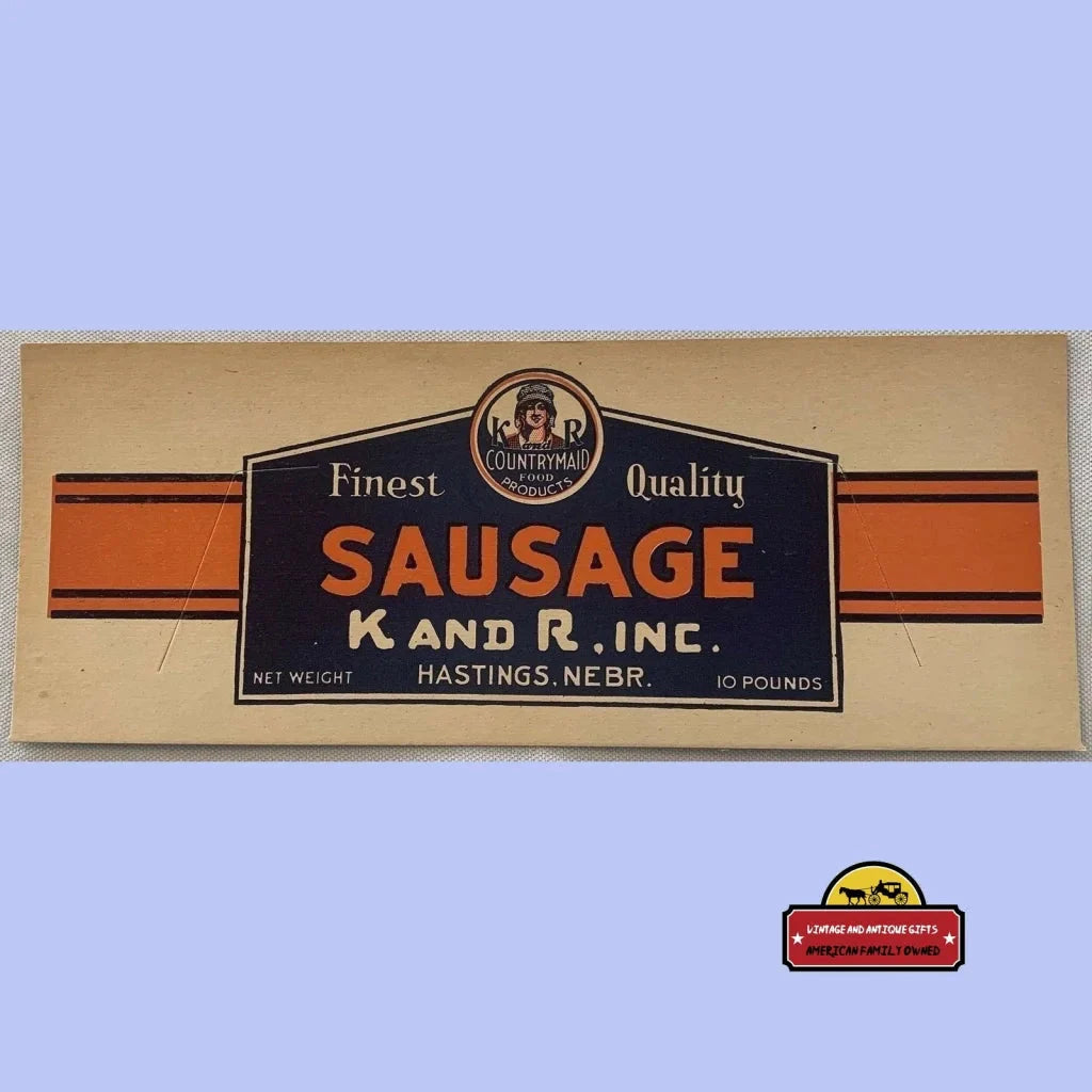 Rare Antique Vintage Countrymaid Sausage Sign from 1920s Nebraska